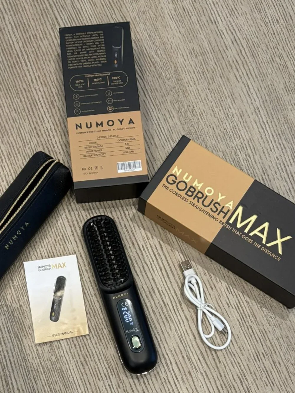 Numoya GoBrush Max Cordless Straightening Brush Hair Straightener